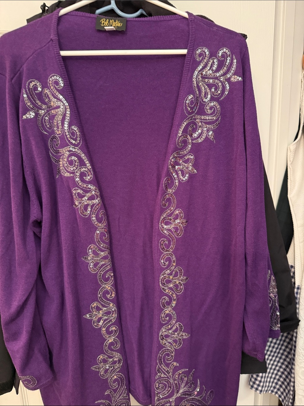 Bob Mackie Purple Embellished Open Cardigan